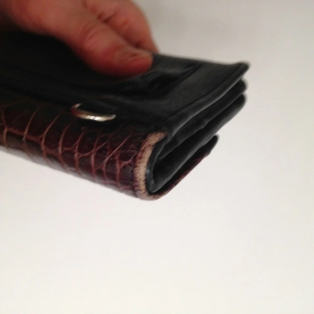 Brighton black brown croc embossed leather wallet